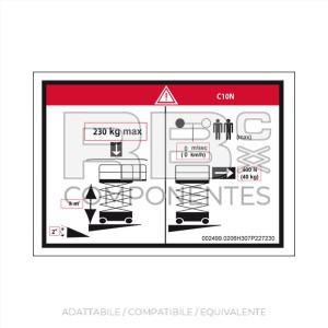 ADESIVO ALTEZZA PIANALE+CARICO PER C10N