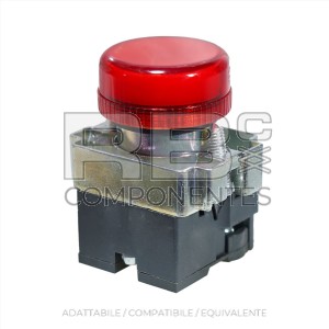 LUCE ROSSA CON SUPPORTO E CONTATTI PER LAMPADINA