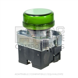LUCE VERDE CON SUPPORTO E CONTATTI PER LAMPADINA