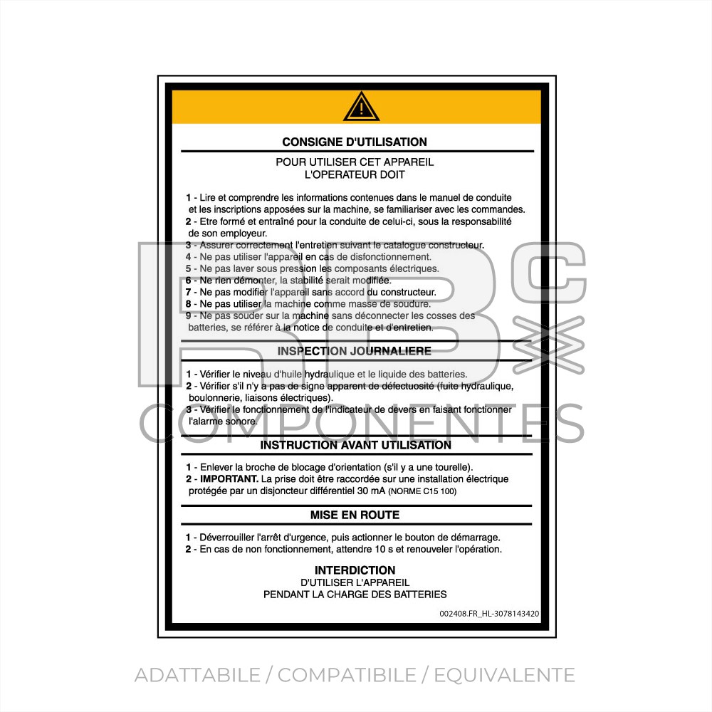 ADH COMPATIBLE CON LA REF HL  3078143420FRA