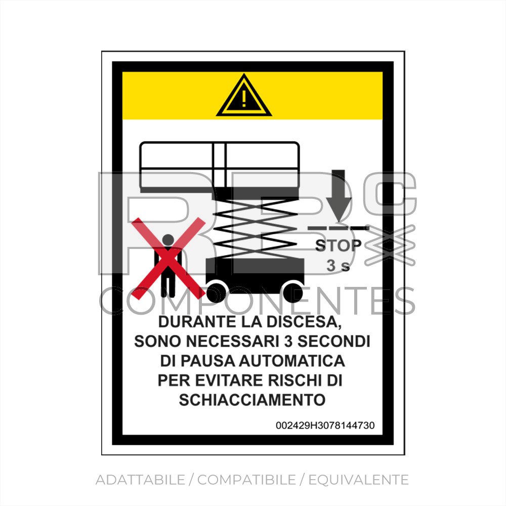 ADESIVO ARRESTO IN DISCESA 3 SEC.""