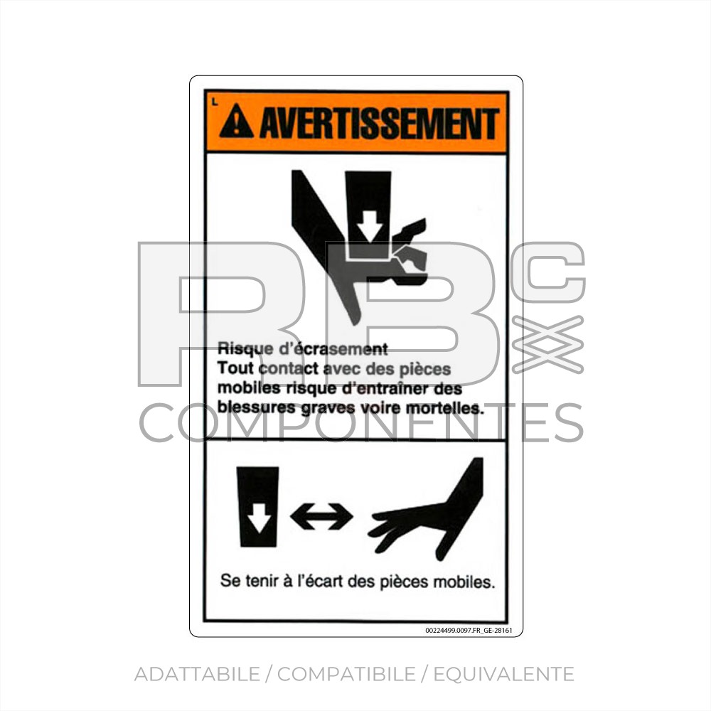 ADESIVO COMPATIBILE REF. GE 28161 C (FRANCESE)