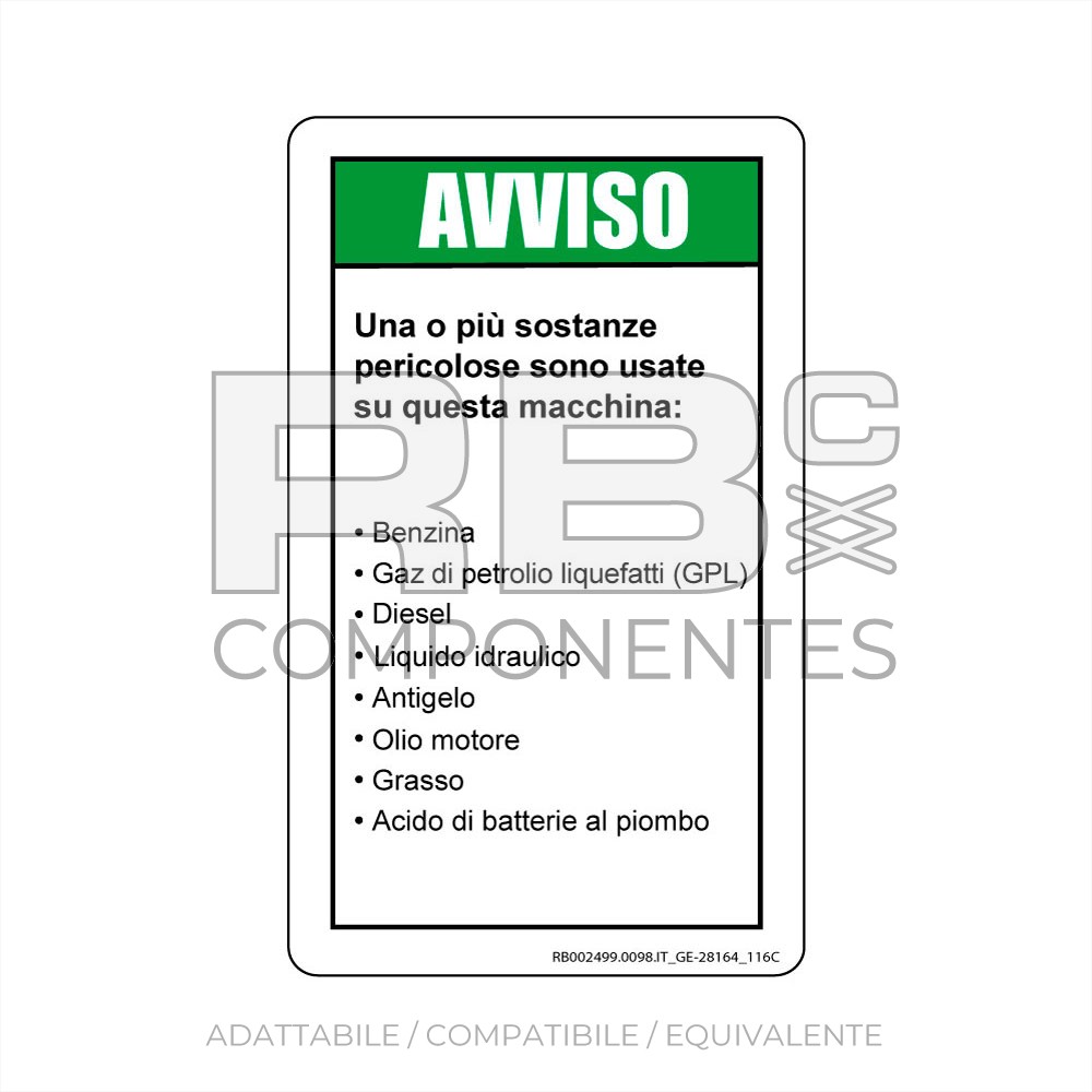 ADESIVO COMPATIBILE REF. GE 28164 116C (ITALIANO)