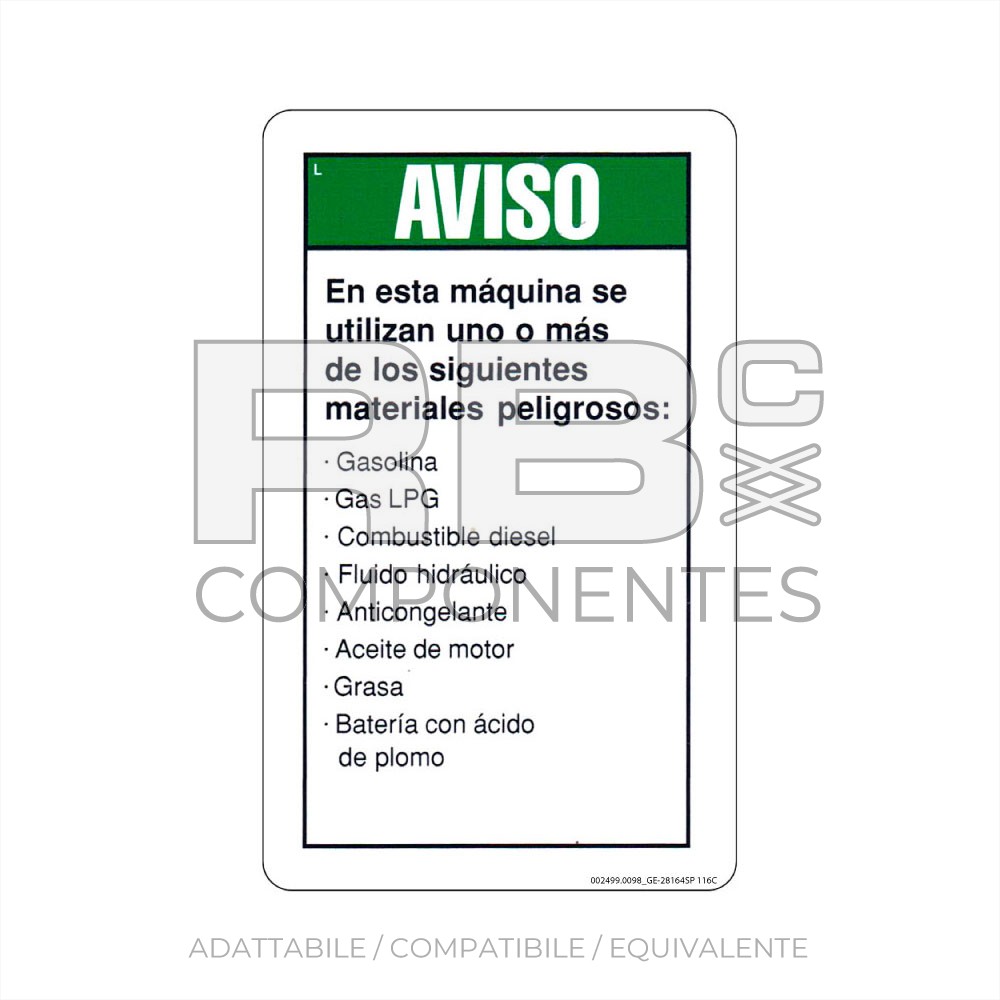 ADESIVO COMPATIBILE REF. GE 28164 116C (SPAGNOLO)