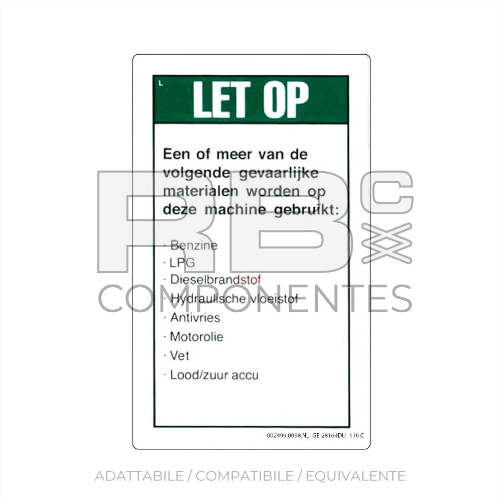 ADESIVO COMPATIBILE REF. GE 28164 116C (OLANDESE)