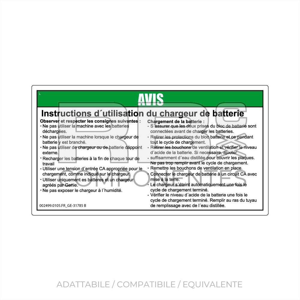 ADESIVO COMPATIBILE REF. GE 31785 (FRANCESE)