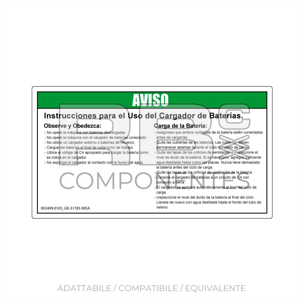 ADESIVO COMPATIBILE REF. GE 31785 (SPAGNOLO)