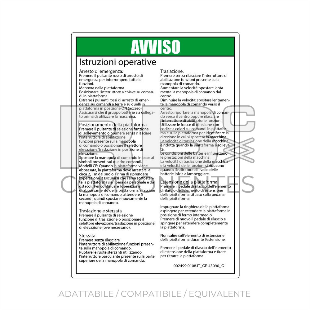 ADESIVO COMPATIBILE REF GE-43090IT G