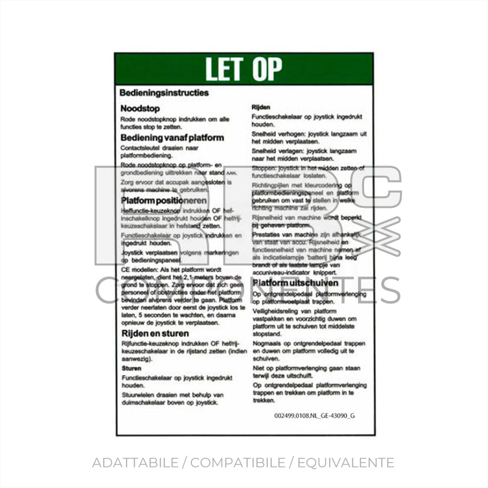 ADESIVO COMPATIBILE REF GE-43090DU G