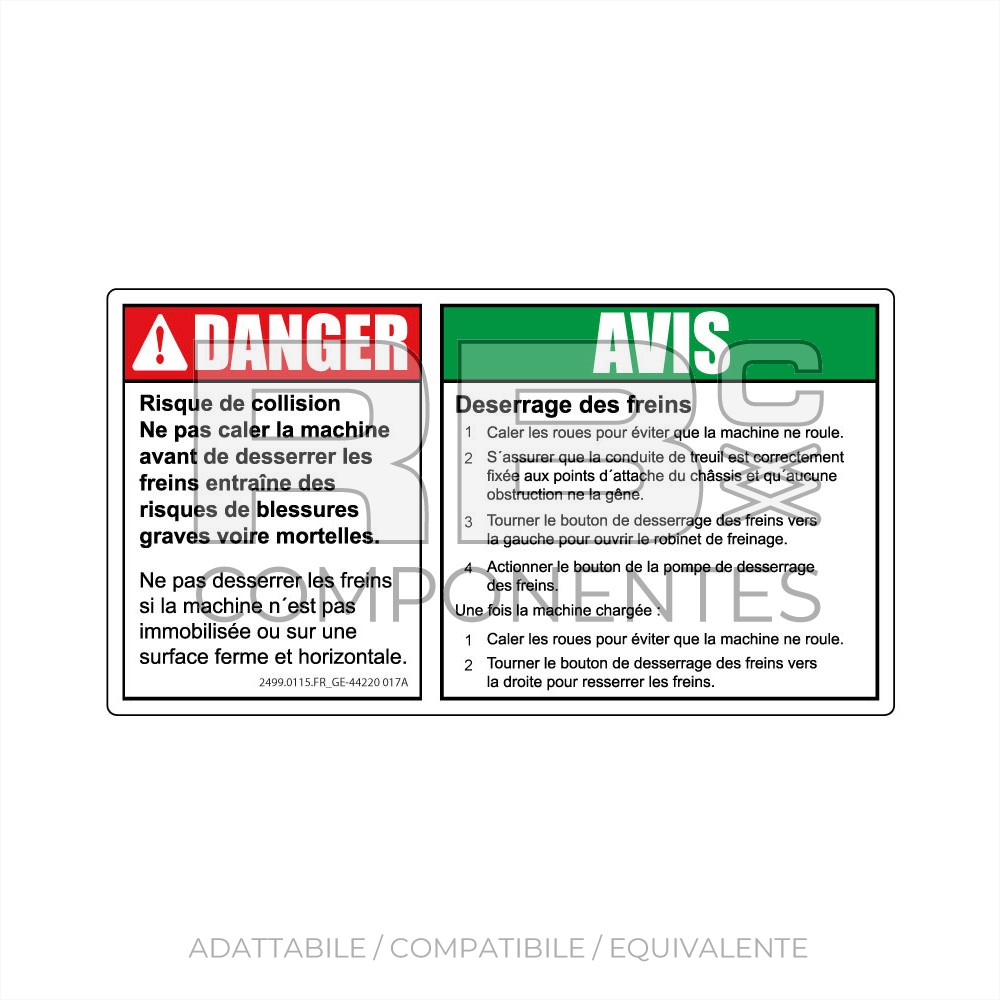 ADESIVO COMPATIBILE REF  REF. GE 44220FR_017A