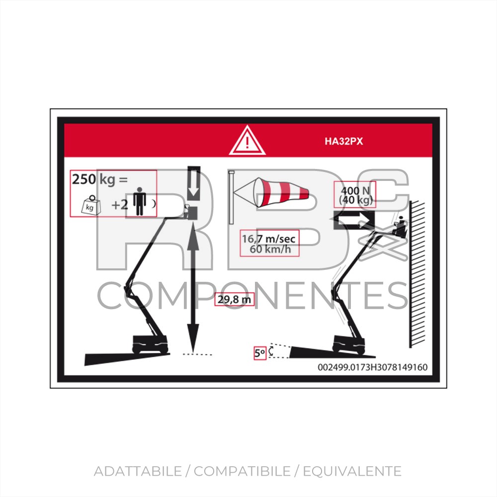 ADESIVO ALTEZZA PIANALE + CARICO PER 32PX