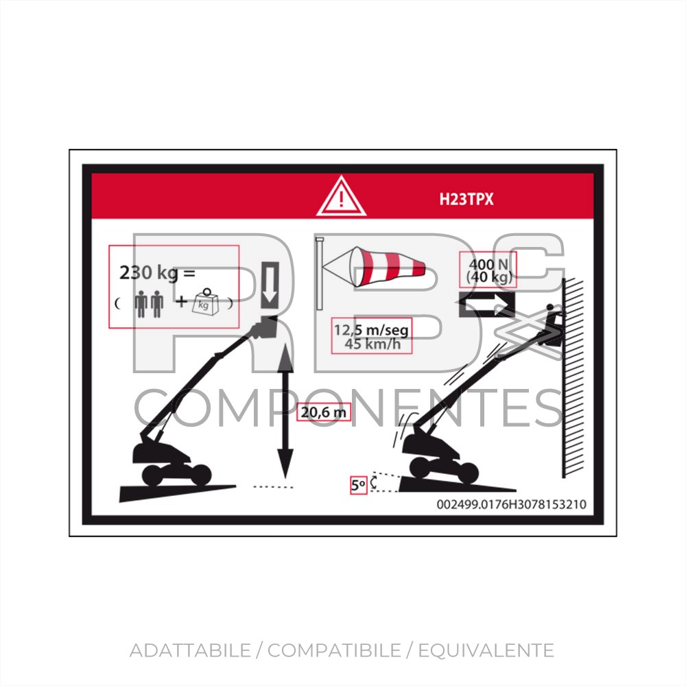 ADESIVO ALTEZZA PIANALE+CARICO PER H23TPX