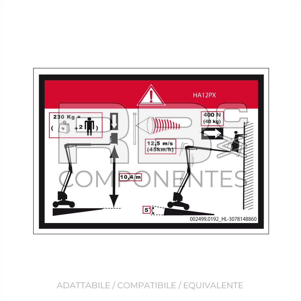 ADESIVO ALTEZZA PIANALE E CARICO HL-12PX
