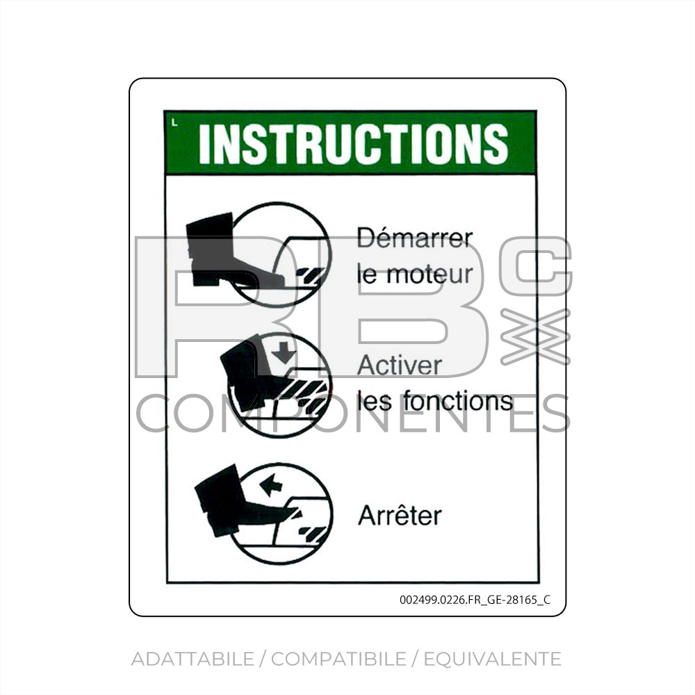 ADESIVO COMPATIBILE REF. GE 28165FR C (FRANCESE)