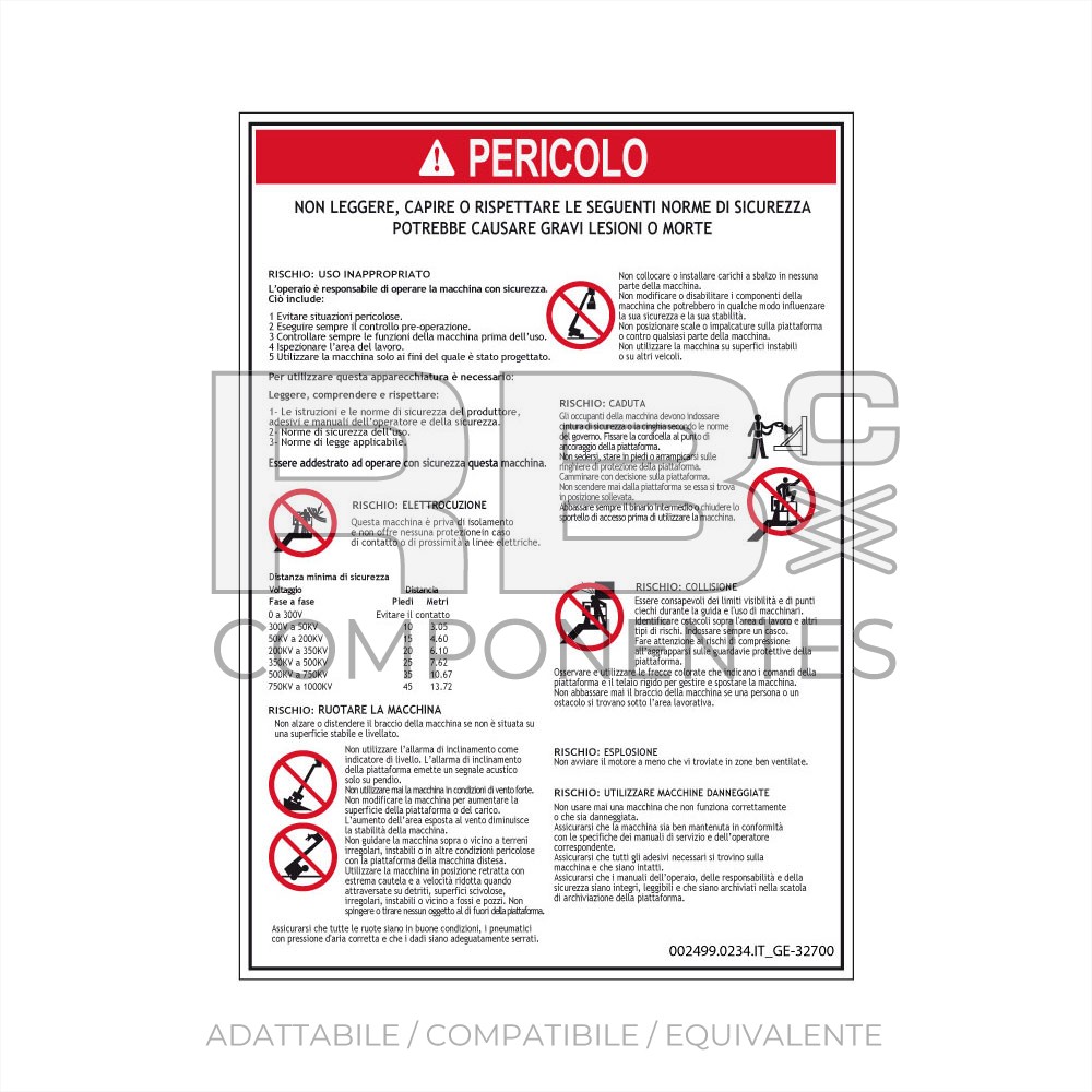 ADESIVO COMPATIBILE REF GE 32700 IT