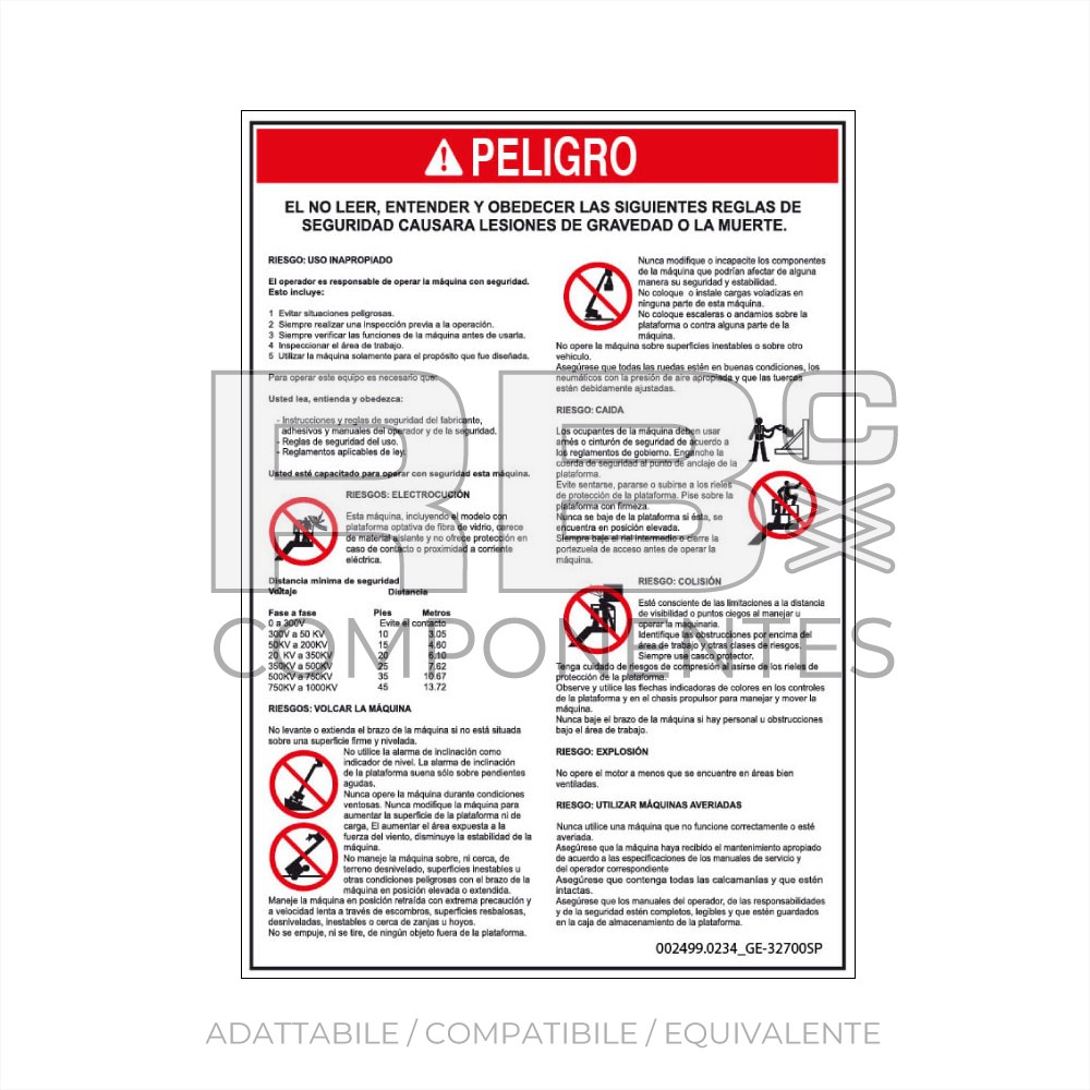 ADESIVO COMPATIBILE REF GE 32700 SP