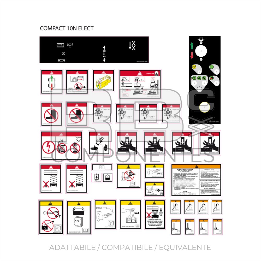KIT ADESIVI AVVERT.+PERICOLO+FUNZIONE PER HL-C10N