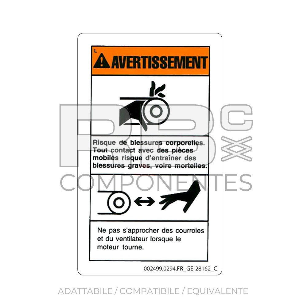 ADESIVO COMPATIBILE REF. GE 28162 C (FRANCESE)