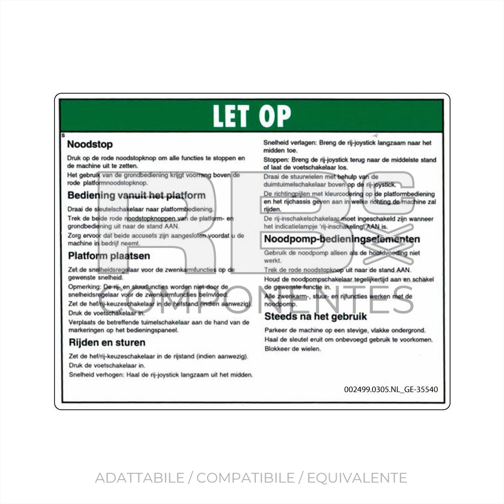 ADESIVO COMPATIBILE REF GE-35540DU