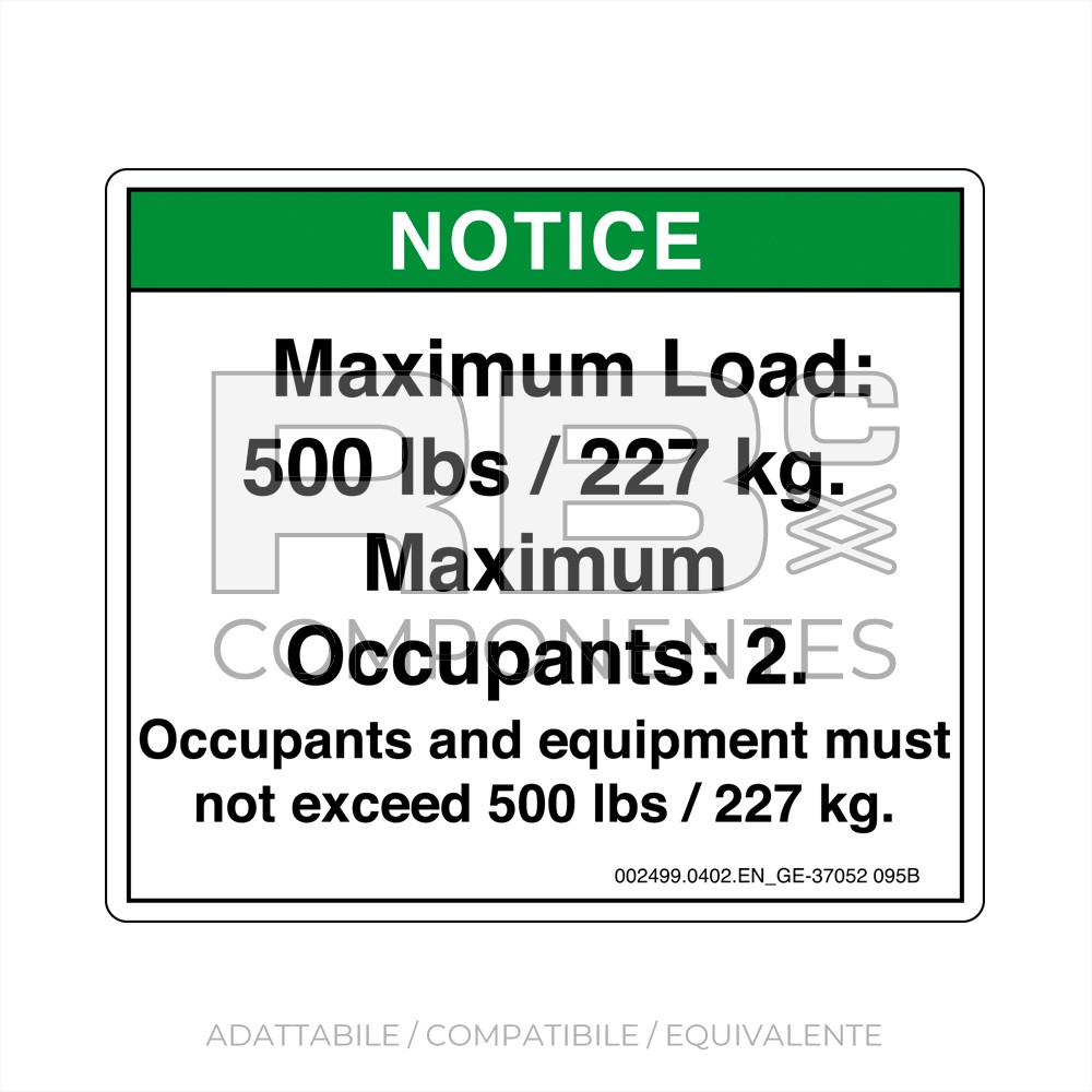 ADESIVO COMPATIBILE REF. GE 37052_095B (INGLESE)