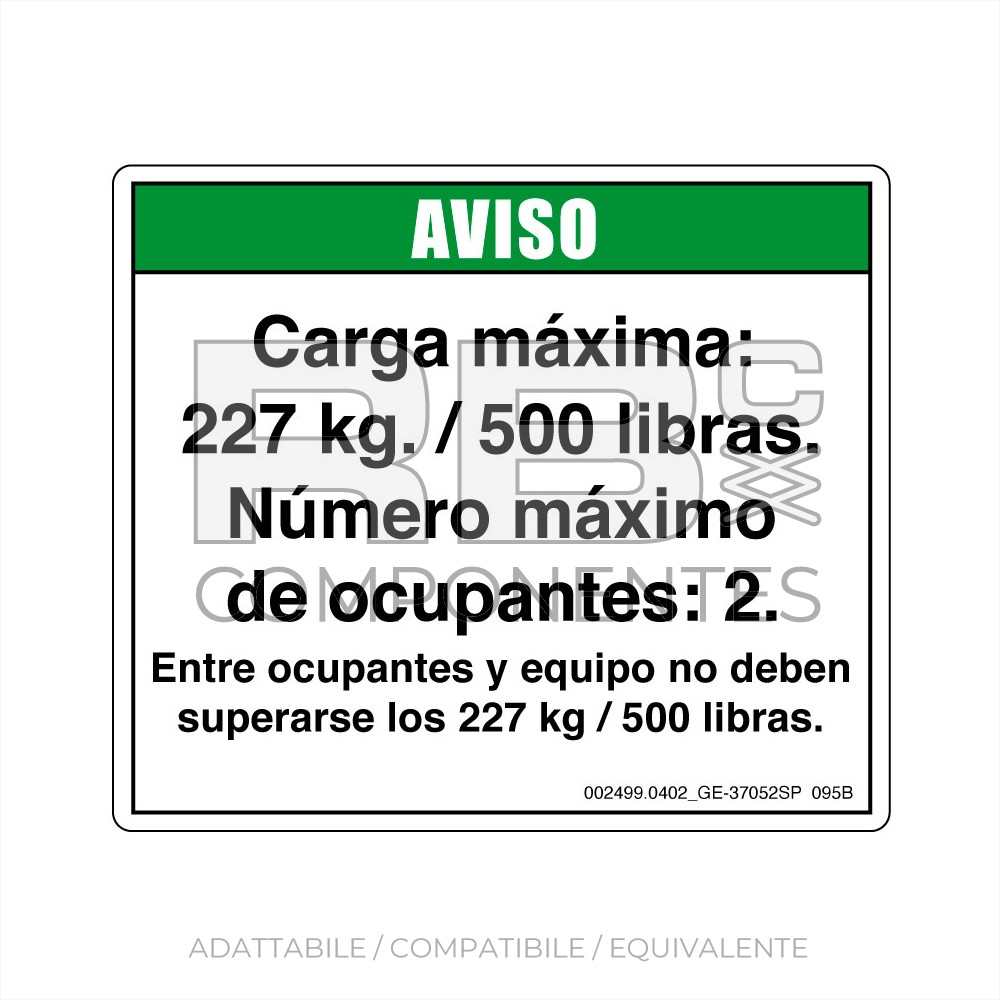 ADESIVO COMPATIBILE REF GE 37052SP_095B (SPAGNOLO)