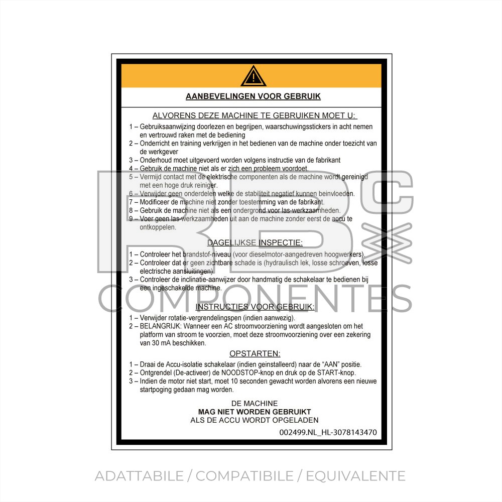 ADH. COMPATIBLE CON LA REF HL  3078143470 HOLANDES
