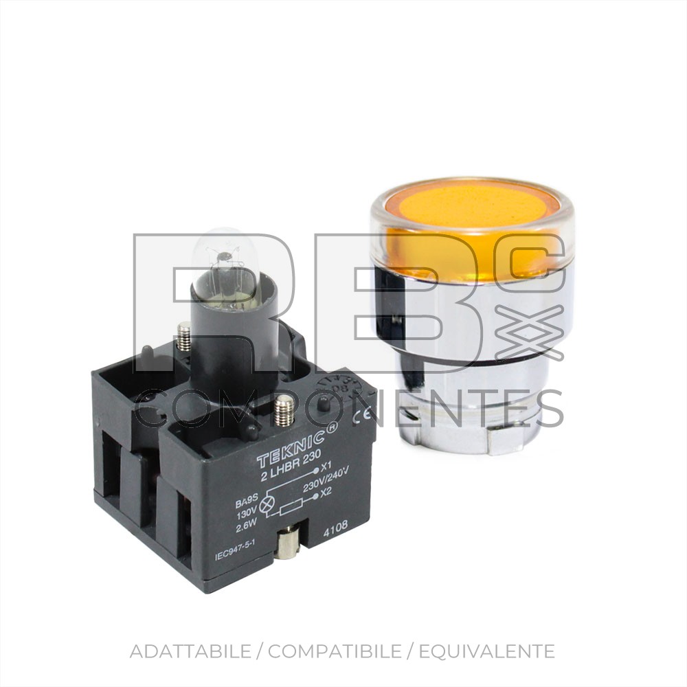 PULSADOR ILUMINADO AMBAR 230V CON RESISTENCIA 