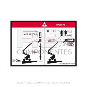 ADESIVO ALTEZZA PIANALE+CARICO PER 260PX (AD)