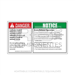 ADESIVO RISCHIO COLLISSIONE 165x90 MM (INGLESE)