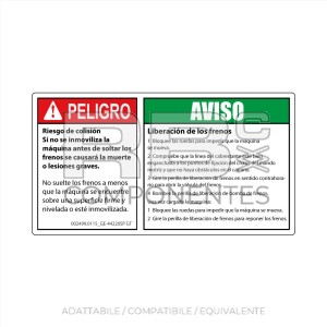 ADESIVO RISCHIO COLLISIONE 165x90 MM (SPAGNOLO)