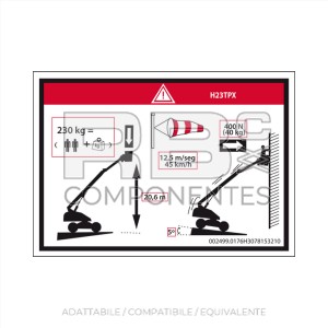 ADESIVO ALTEZZA PIANALE+CARICO PER H23TPX