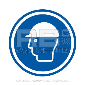 ADESIVO OBBLIGO USO DEL CASCO (ISO 7010) 90X90MM