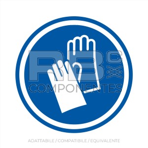 ADESIVO OBBLIGO USO GUANTI (ISO 7010) 90x90MM